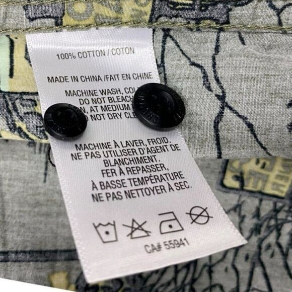 Cromwell mens Green Graphic Print Short Sleeve Button Down Shirt US M - Picture 7 of 7